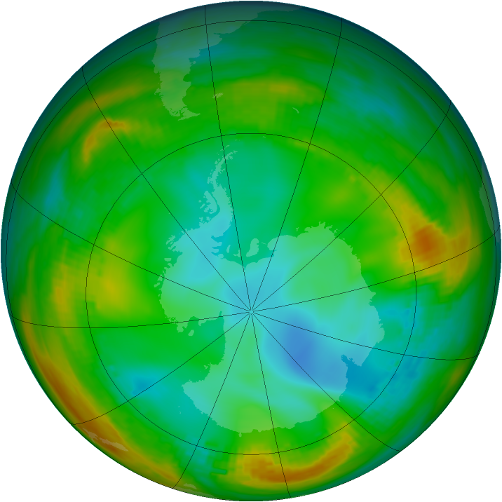 Antarctic ozone map for 13 July 1981